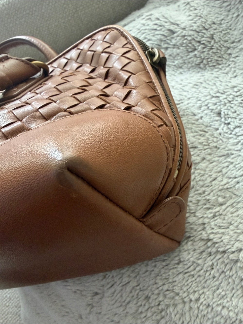 Bottega Veneta Intrecciato Leather Satchel - Cognac Brown - Picture 13 of 15